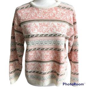 FUNCTIONALS Womens Pastel Pink Knit Fair Isle Sweater Size S